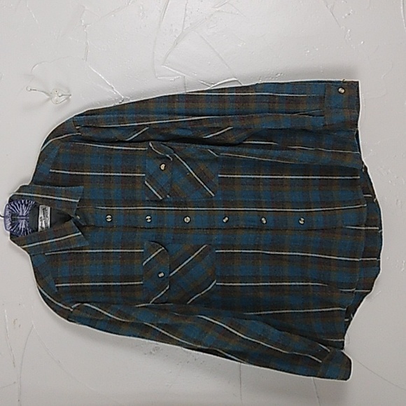 Sears‎ Roebuck Vintage Wool Blend Plaid Flannel Shirt Size Large Single N… - Picture 1 of 6
